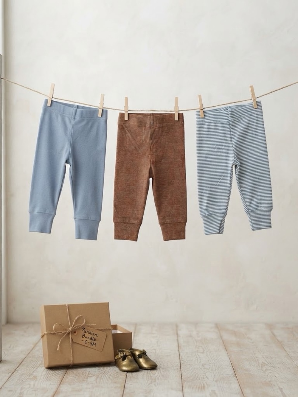 Carter's Just One You Blue Stripe Chocolate Brown Slate Blue Legging Bundle x3